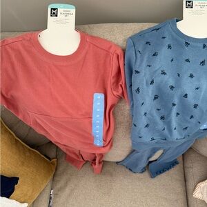 Blue Polka Dot Matching Set with Cozy Knit Fabric